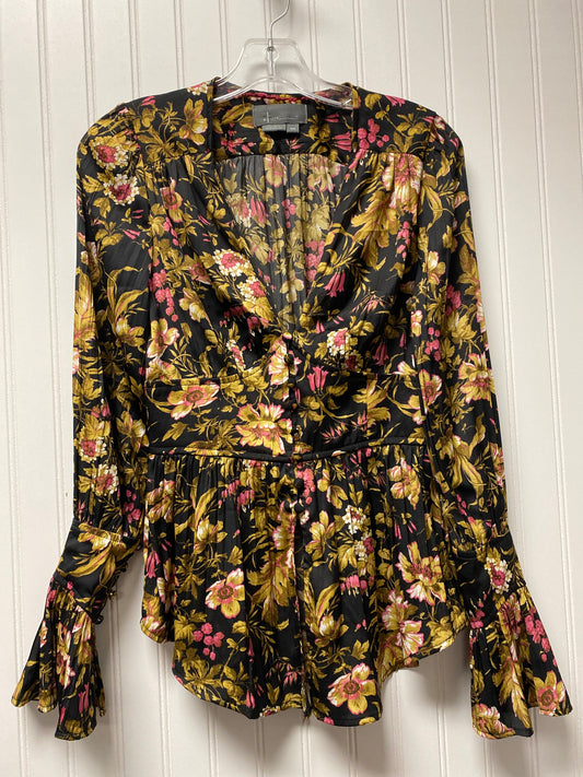 Floral Print Top Long Sleeve Anthropologie, Size Xxs