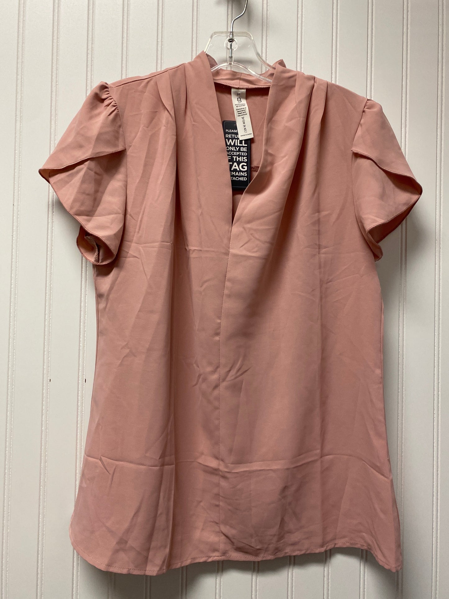 Pink Top Short Sleeve Basic Clothes Mentor, Size M