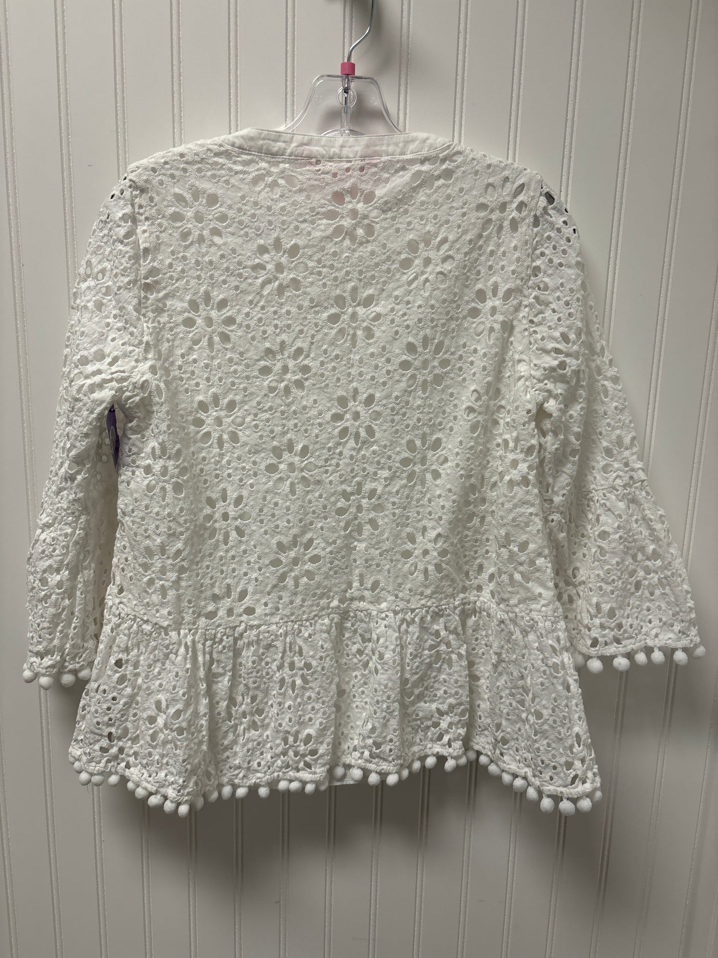 White Top Long Sleeve Designer Lilly Pulitzer, Size M