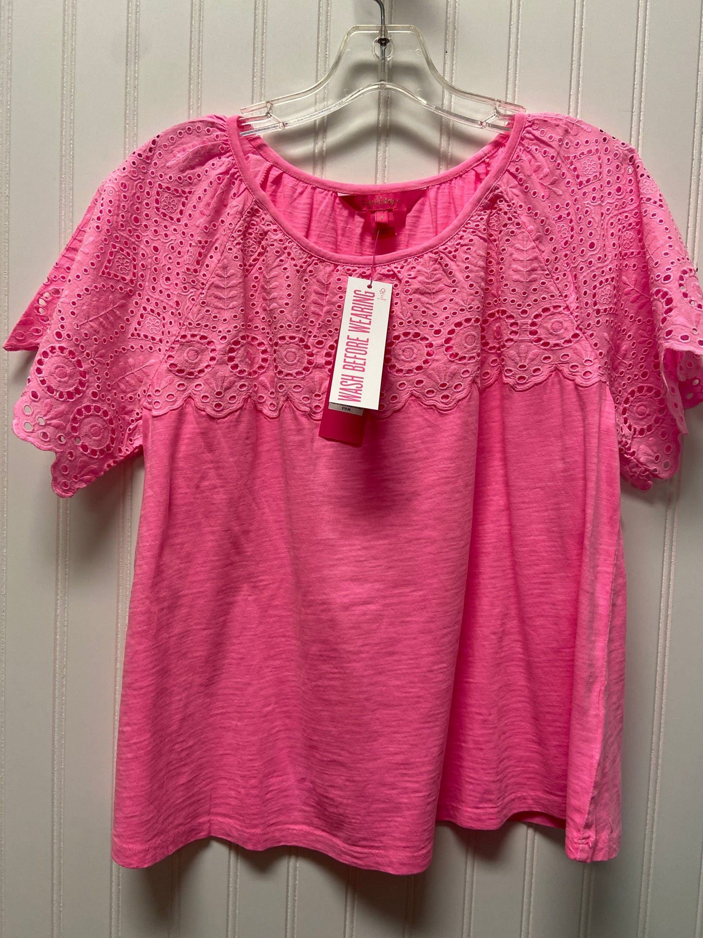 Pink Top Short Sleeve Designer Lilly Pulitzer, Size S