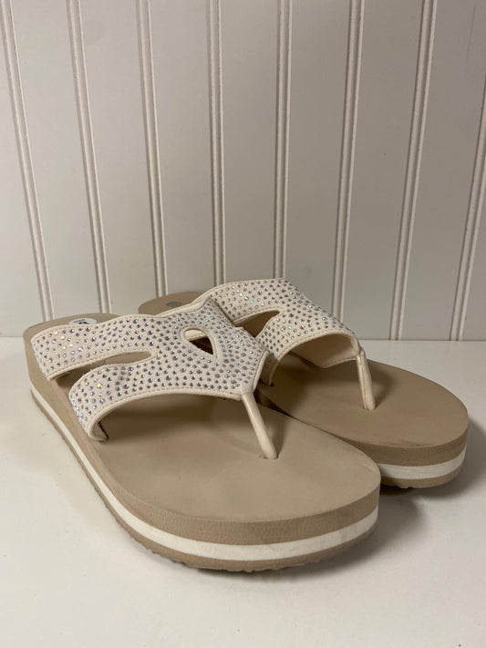 Beige Sandals Flip Flops Bzees, Size 8