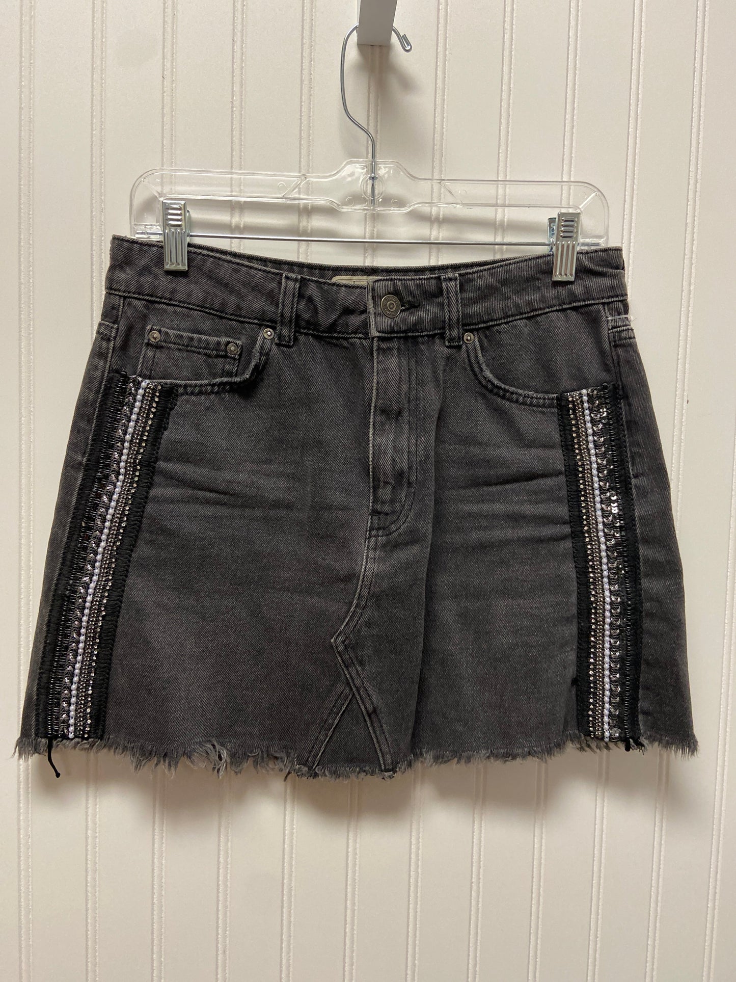 Skirt Mini & Short By Free People In Black Denim, Size: 6