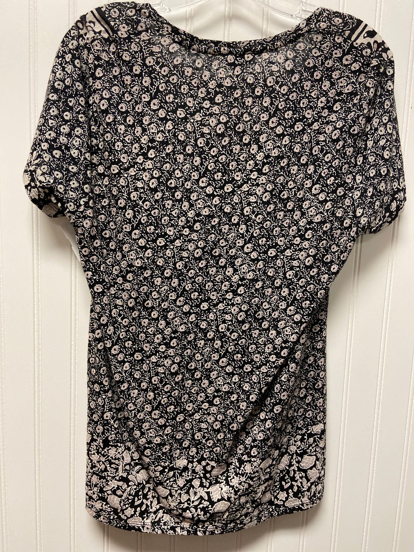 Top Short Sleeve Basic By Lucky Brand In Black & Grey, Size: L