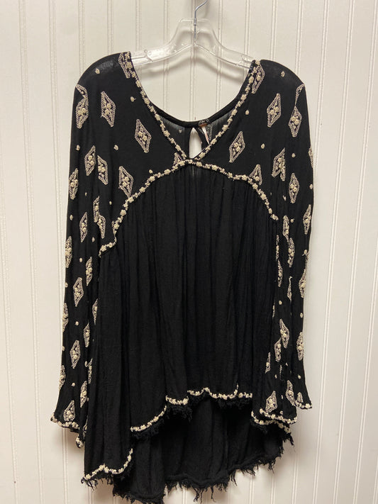 Tunic Long Sleeve By Free People In Black & Cream, Size: Petite   S