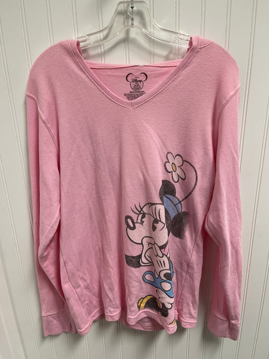 Top Long Sleeve Basic By Disney Store In Pink, Size: 1x