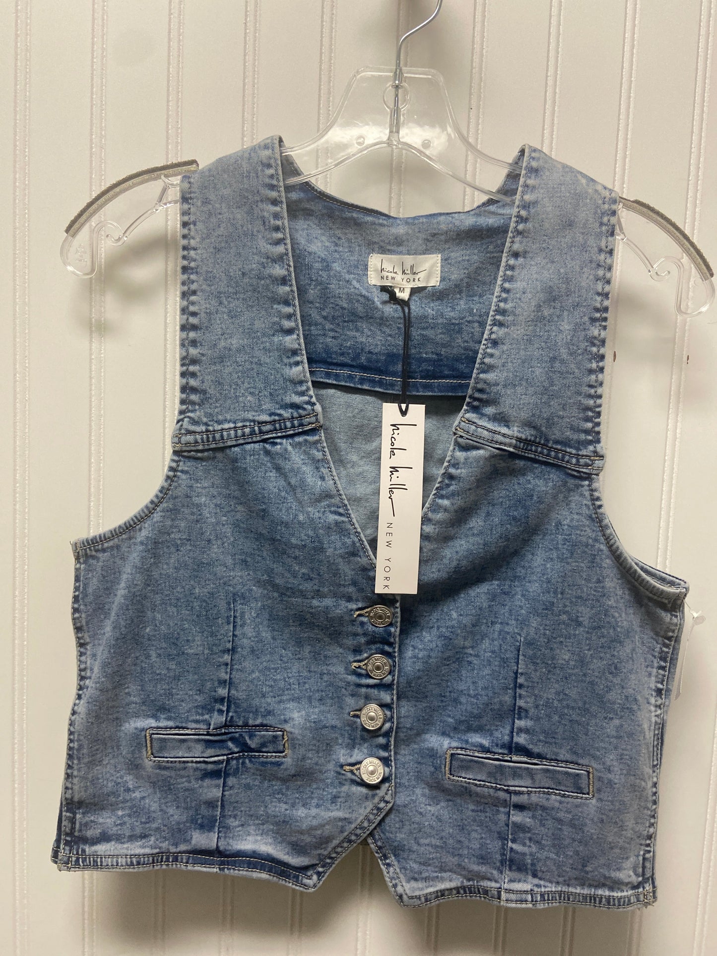 Vest Other By Nicole Miller In Blue Denim, Size: M