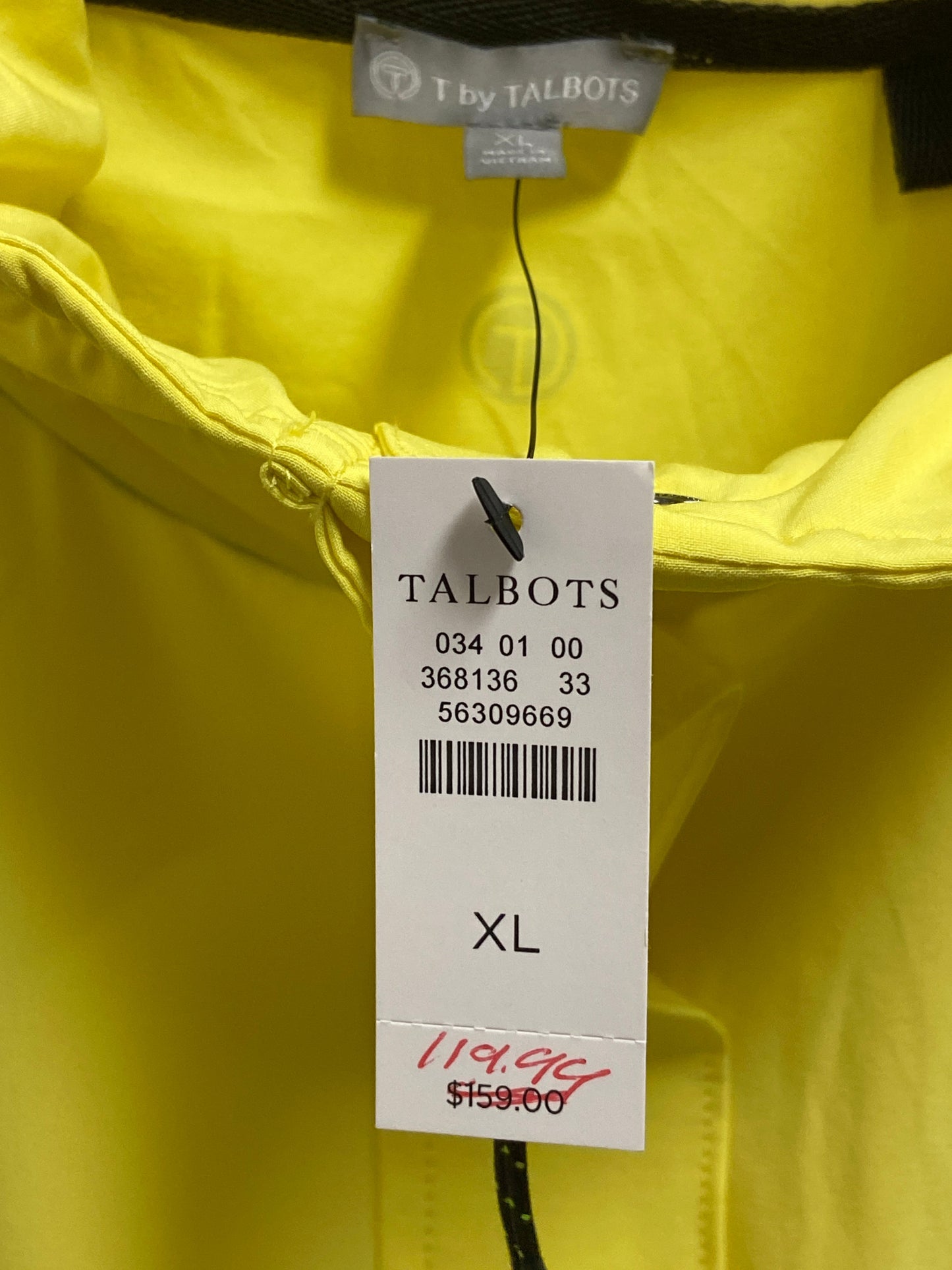 Jacket Windbreaker By Talbots In Yellow, Size: Xl