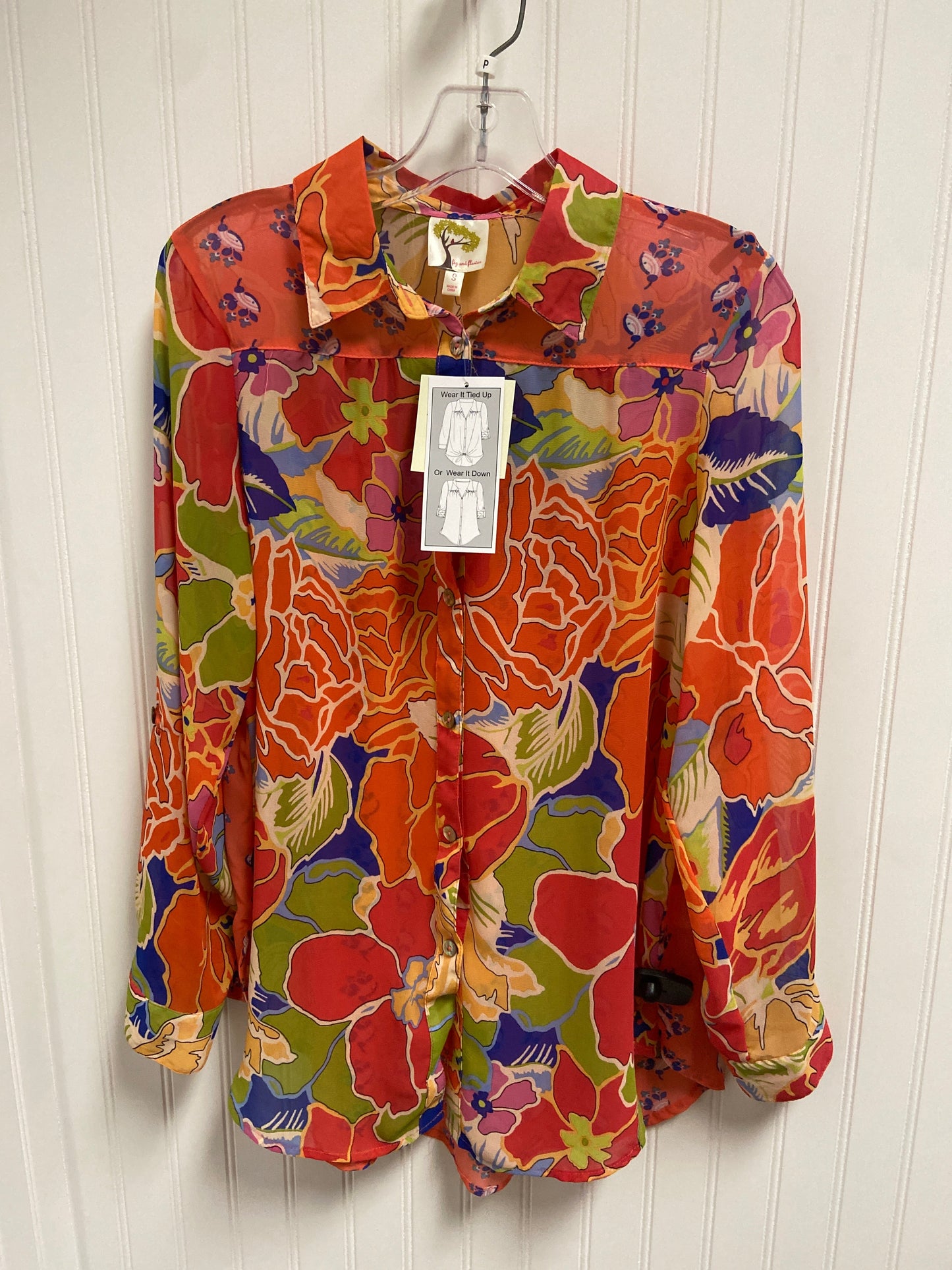 Blouse Long Sleeve By FIG FLOWER In Floral Print, Size: S