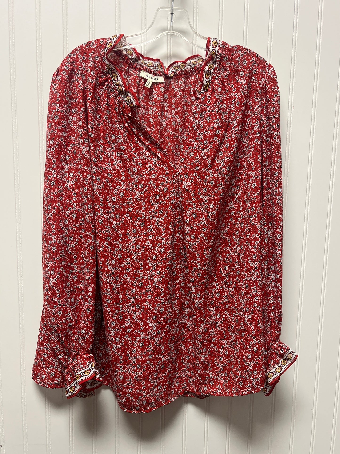 Top Long Sleeve Basic By Max Studio In Red, Size: 2x