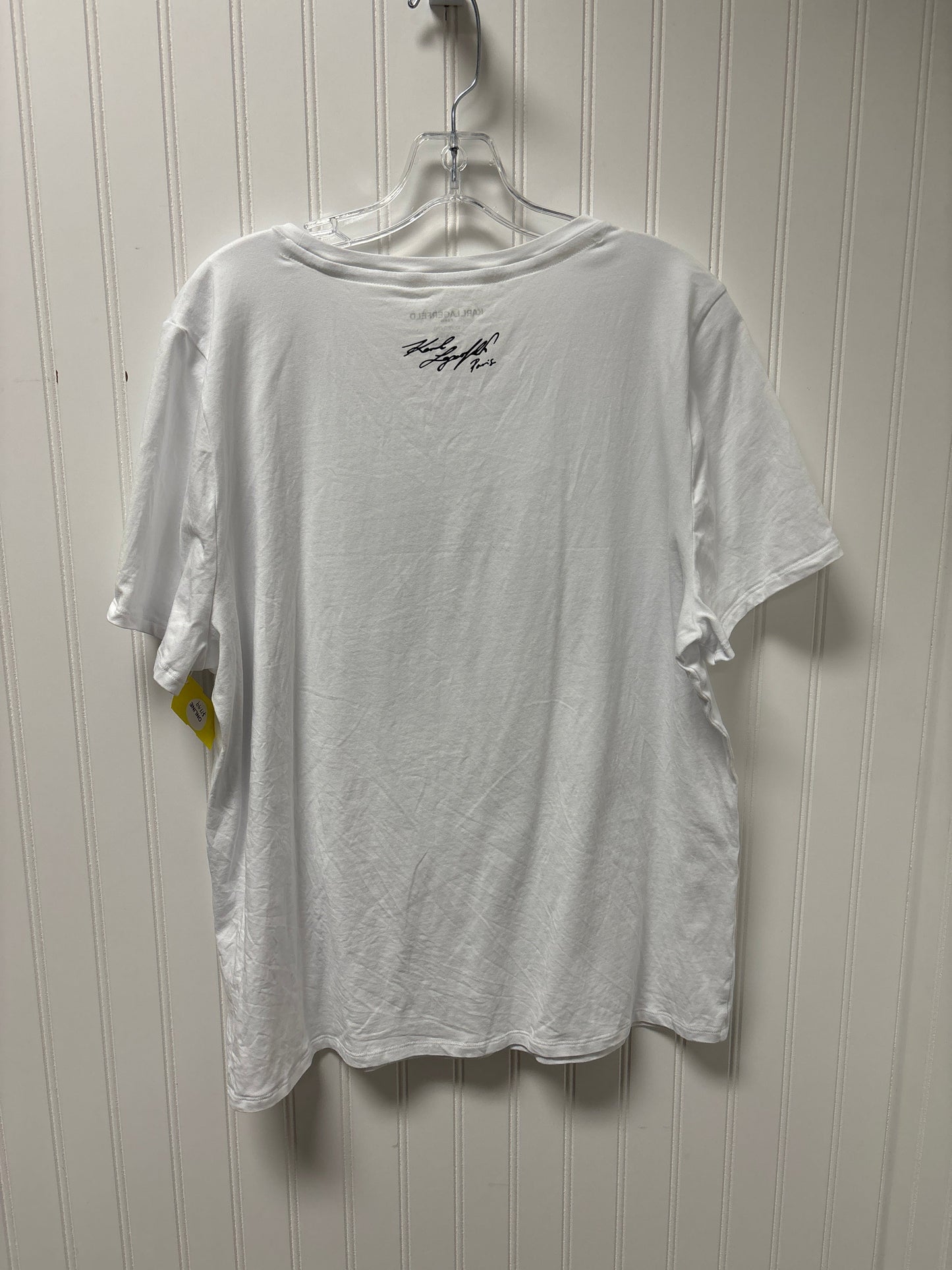 Top Short Sleeve Designer By Karl Lagerfeld In White, Size: Xl