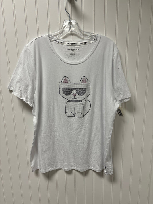 Top Short Sleeve Designer By Karl Lagerfeld In White, Size: Xl