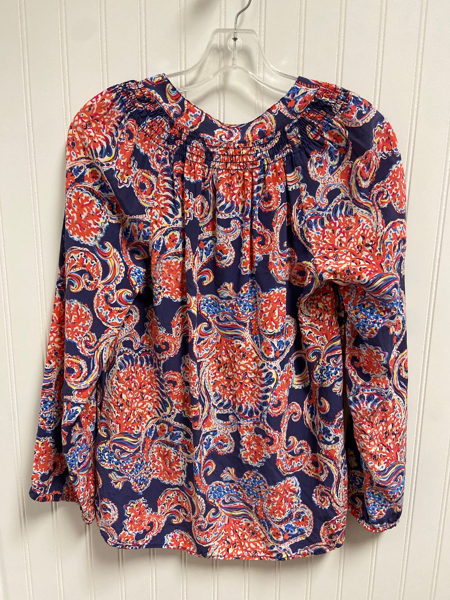 Top Long Sleeve Designer By Lilly Pulitzer In Blue & Red, Size: S