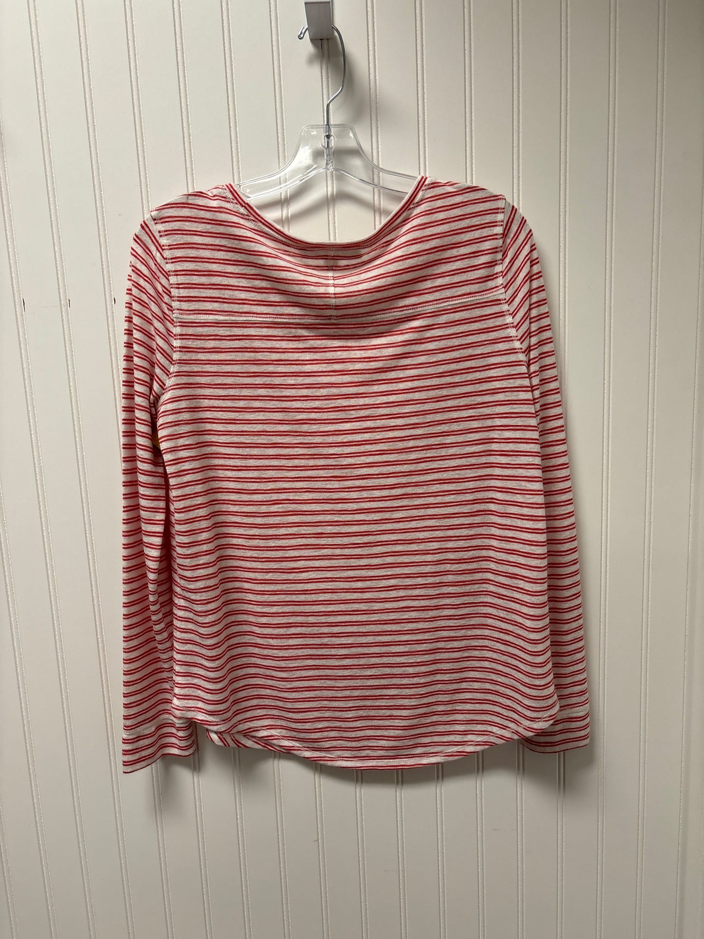 Top Long Sleeve Basic By Loft In Red & White, Size: S