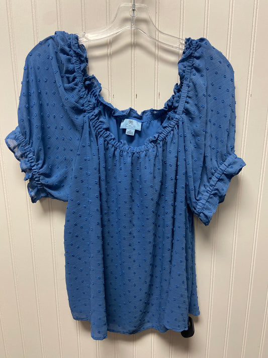 Top Short Sleeve By Cece In Blue, Size: 2x