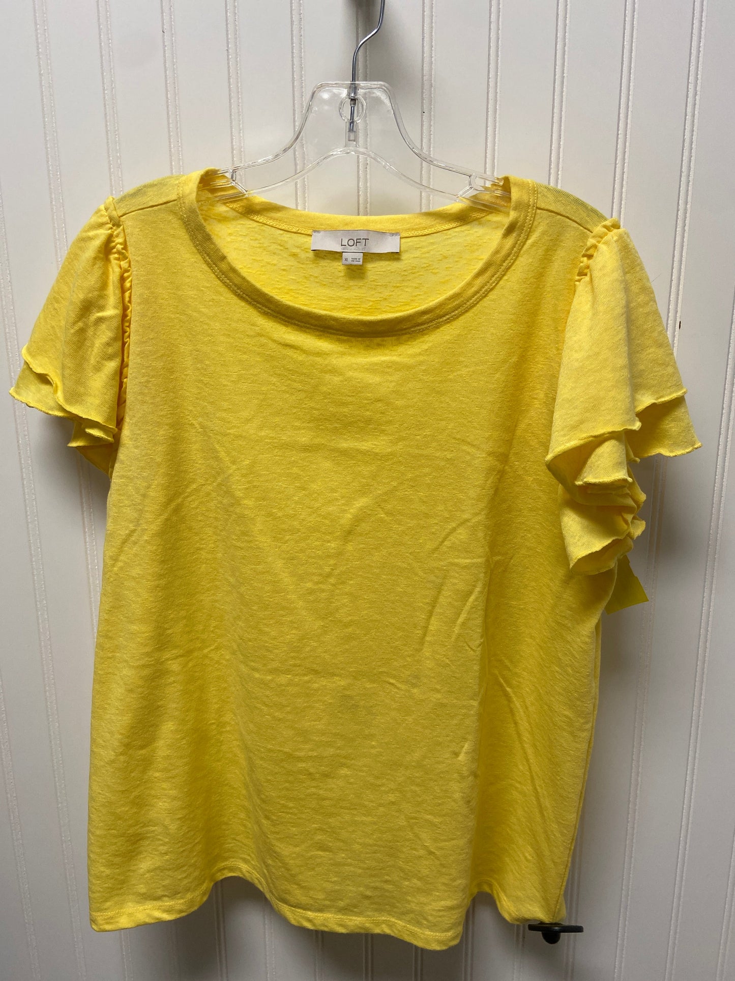 Top Short Sleeve Basic By Loft In Yellow, Size: Xl