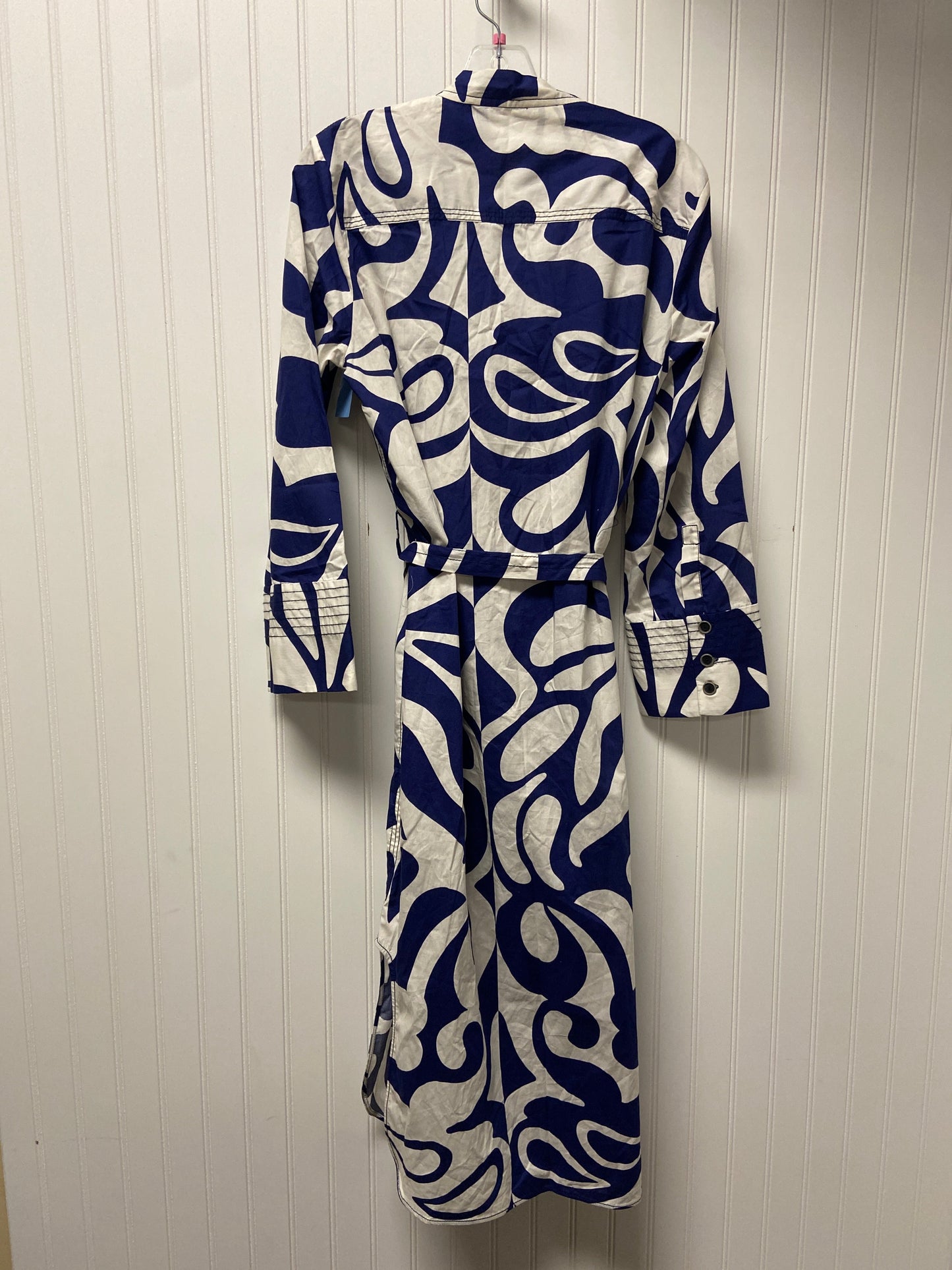 Dress Casual Midi By Zara In Blue & White, Size: M