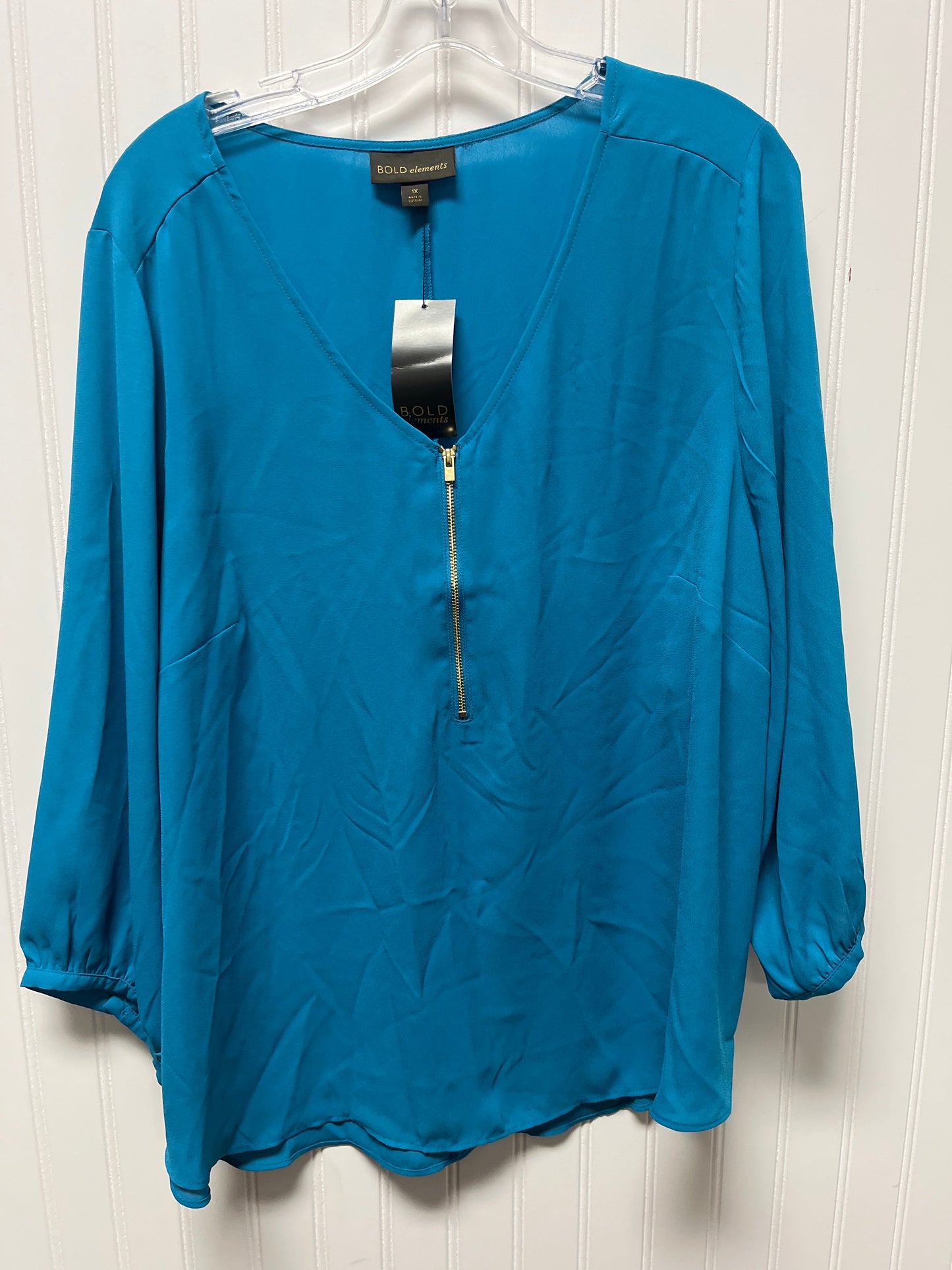 Top Long Sleeve By Bold Elements In Blue, Size: 1x