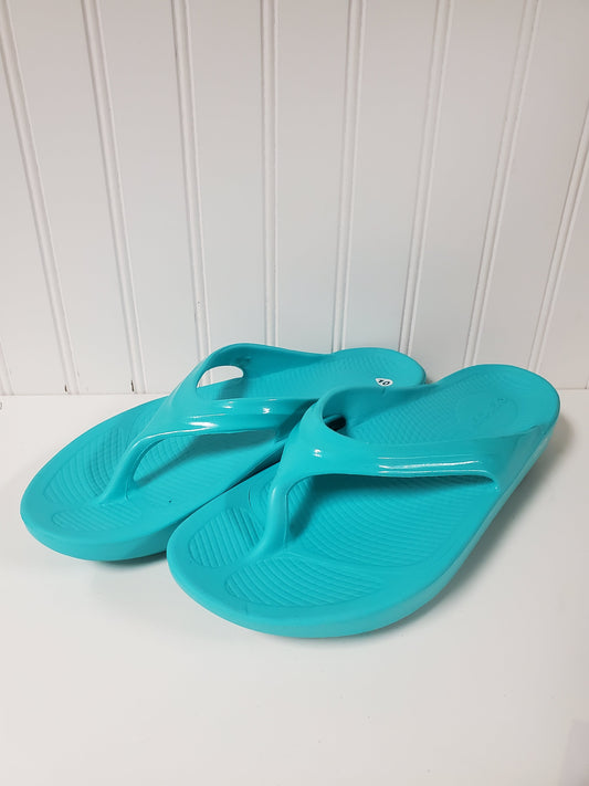 Sandals Flip Flops By Oofos In Blue, Size: 10