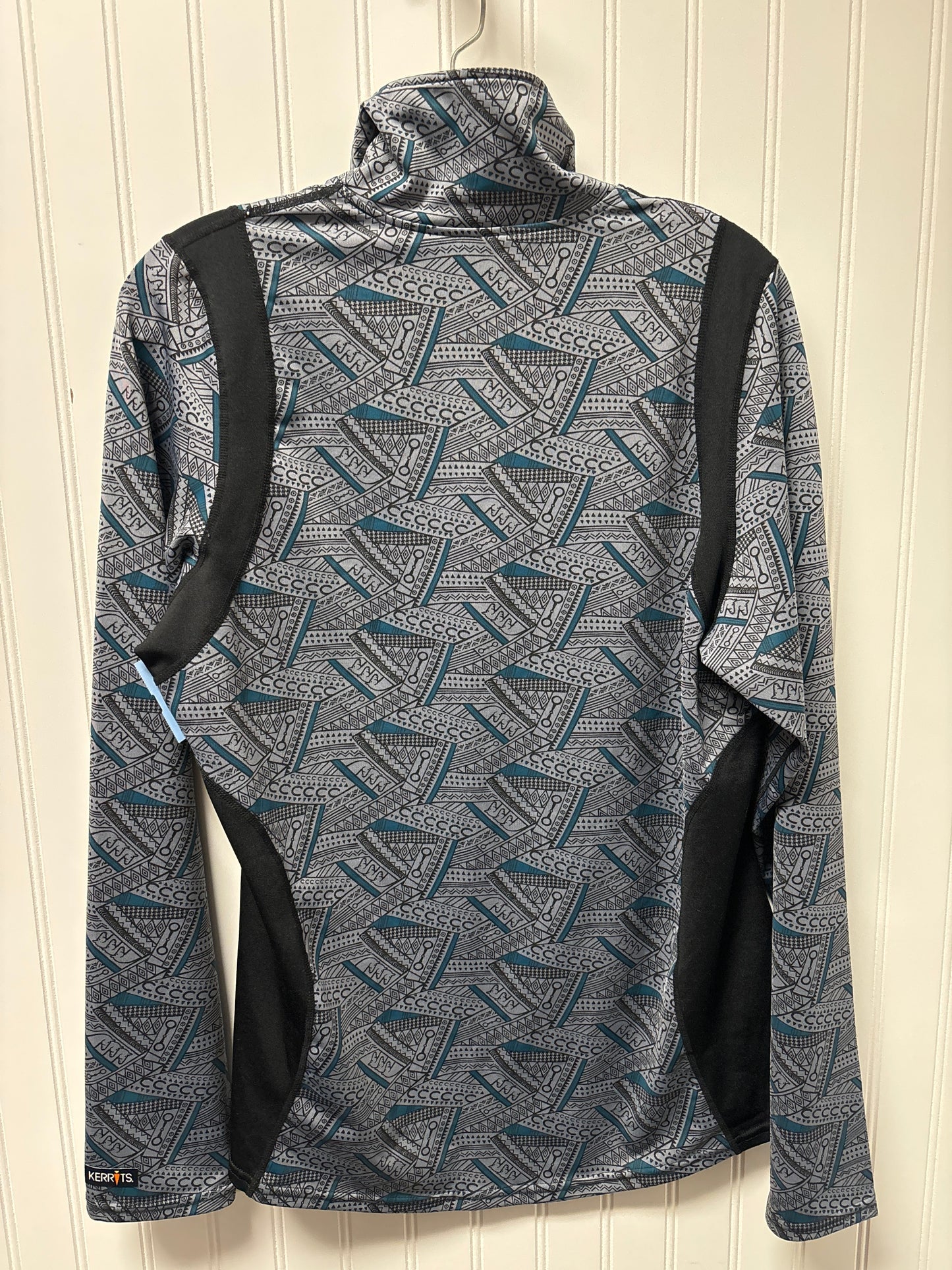 Athletic Top Long Sleeve Collar By Kerrits In Blue & Grey, Size: L