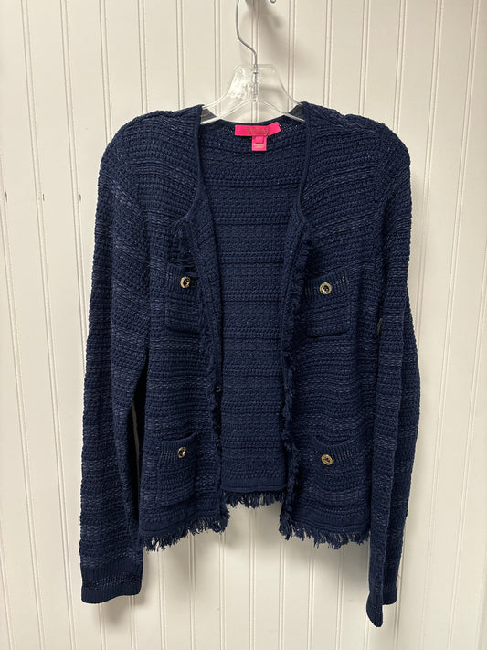 Sweater Cardigan Designer By Lilly Pulitzer In Navy, Size: L