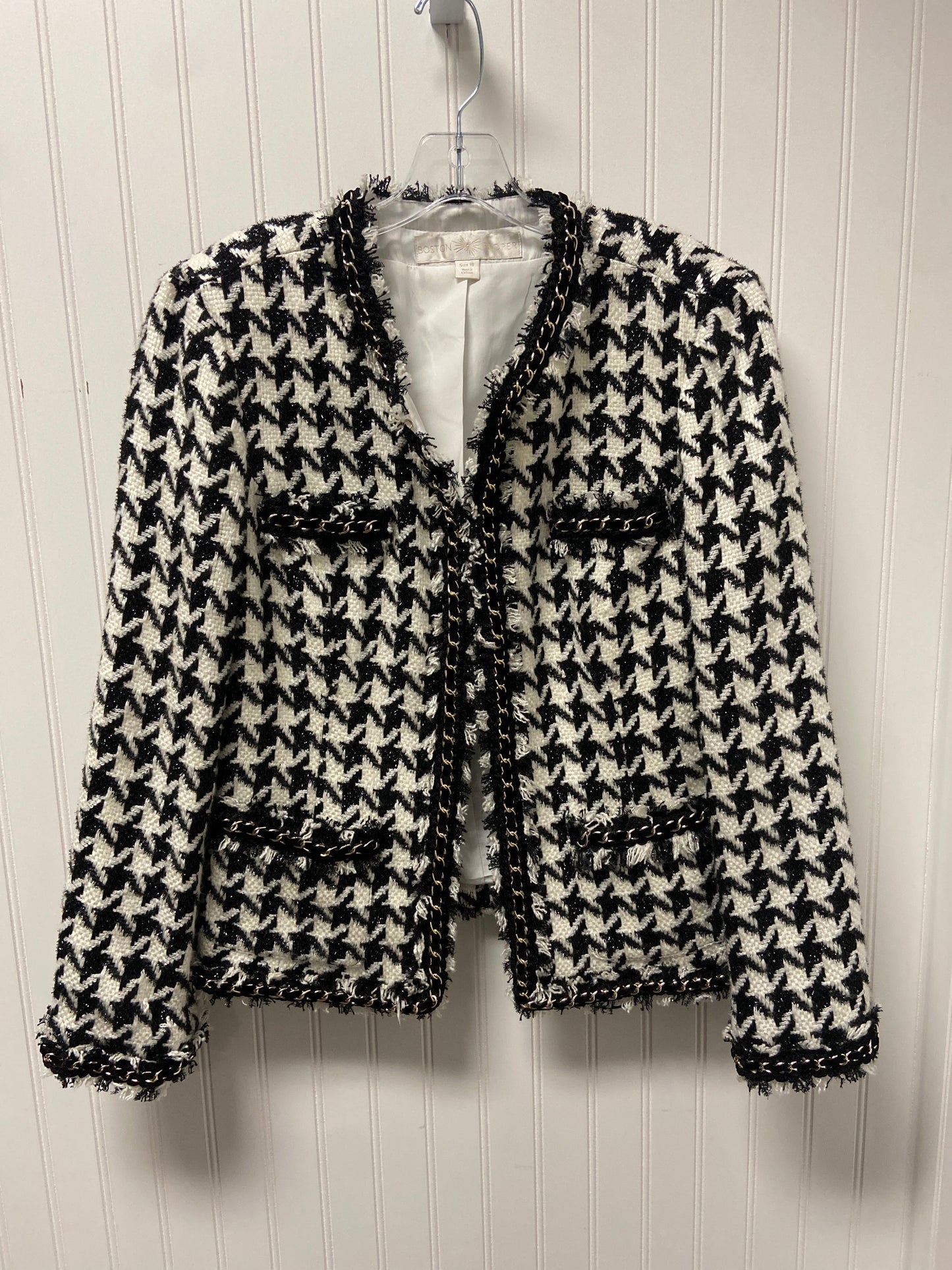 Blazer By Boston Proper In Black & White, Size: 1x