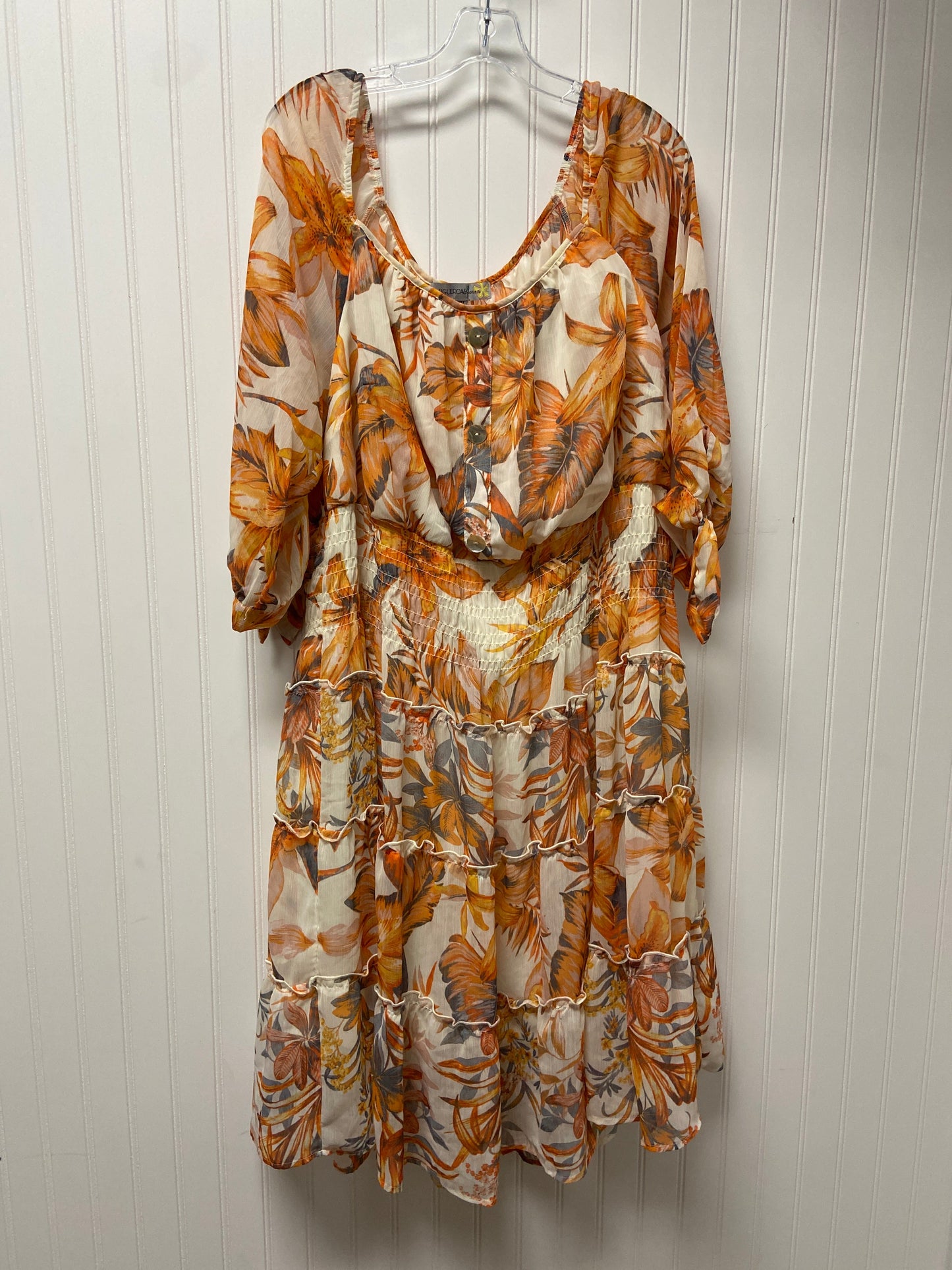 Dress Casual Midi By Figuero & Flower In Orange, Size: 3x