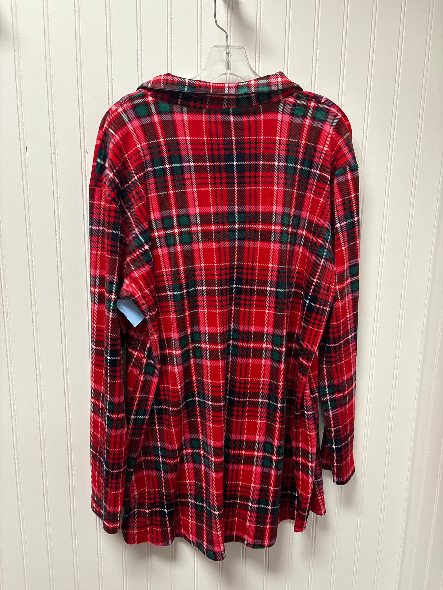 Top Long Sleeve By Laura Ashley In Plaid Pattern, Size: Xl