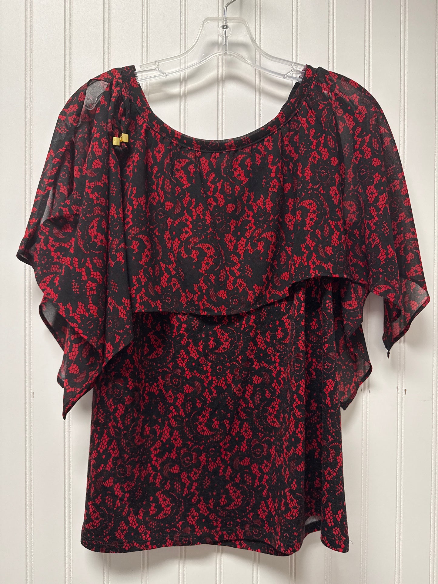 Top Short Sleeve By Michael By Michael Kors In Black & Red, Size: S