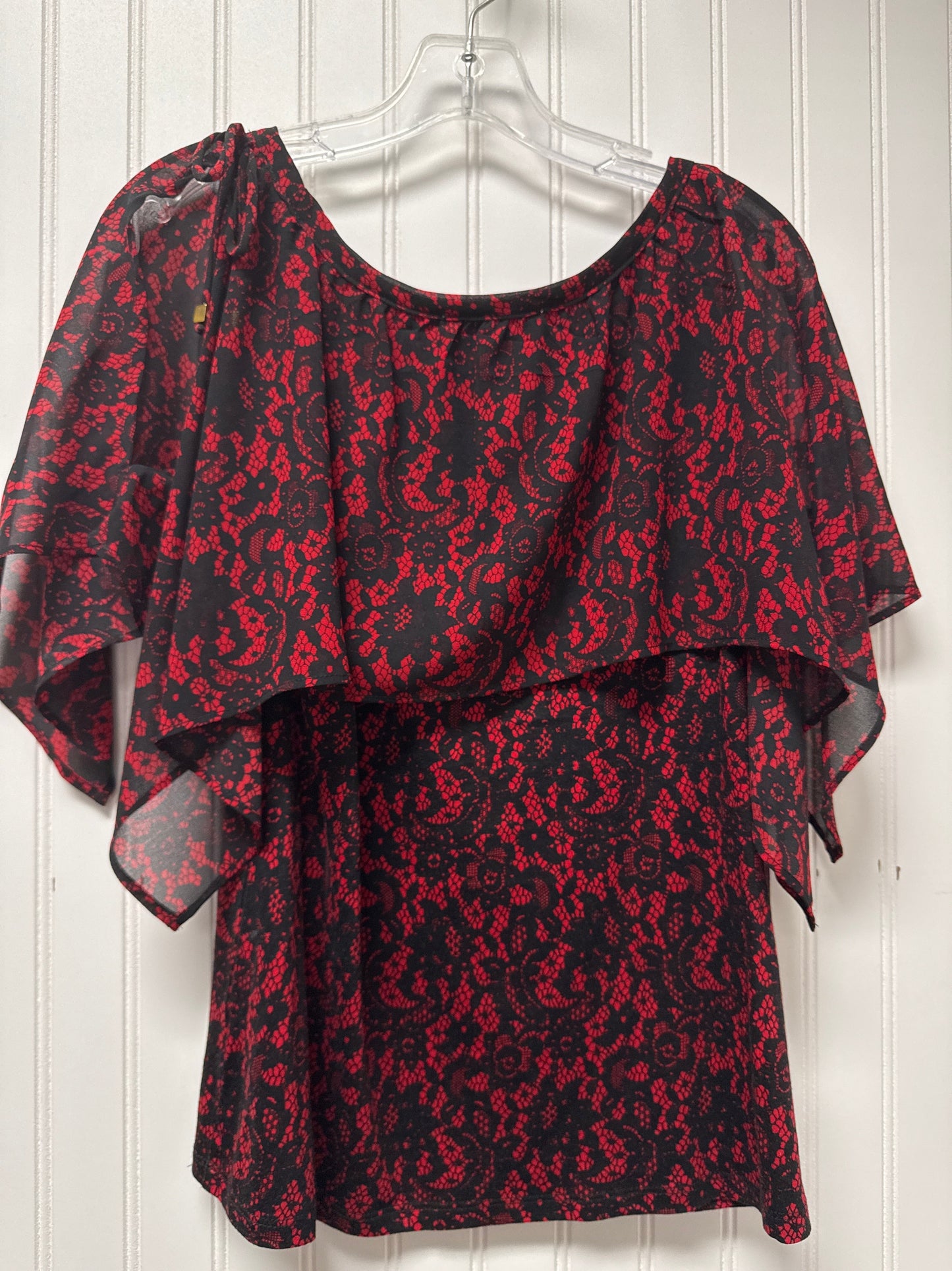 Top Short Sleeve By Michael By Michael Kors In Black & Red, Size: S