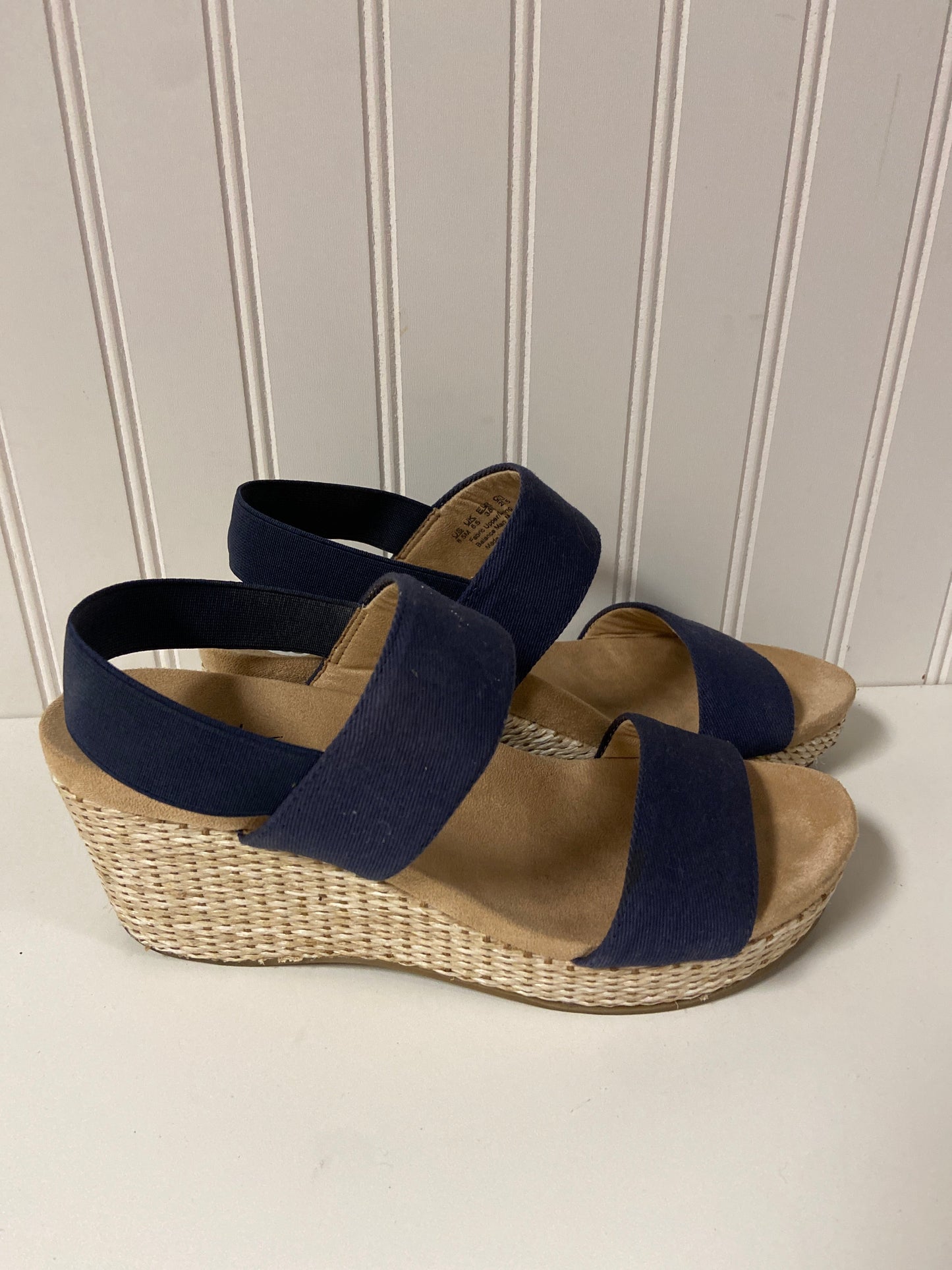 Sandals Heels Wedge By Life Stride In Navy, Size: 8.5