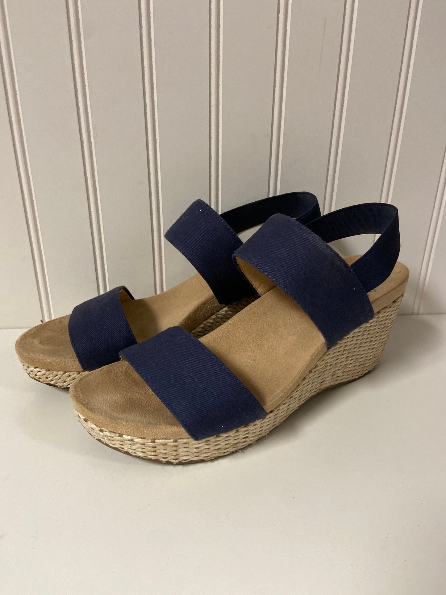 Sandals Heels Wedge By Life Stride In Navy, Size: 8.5