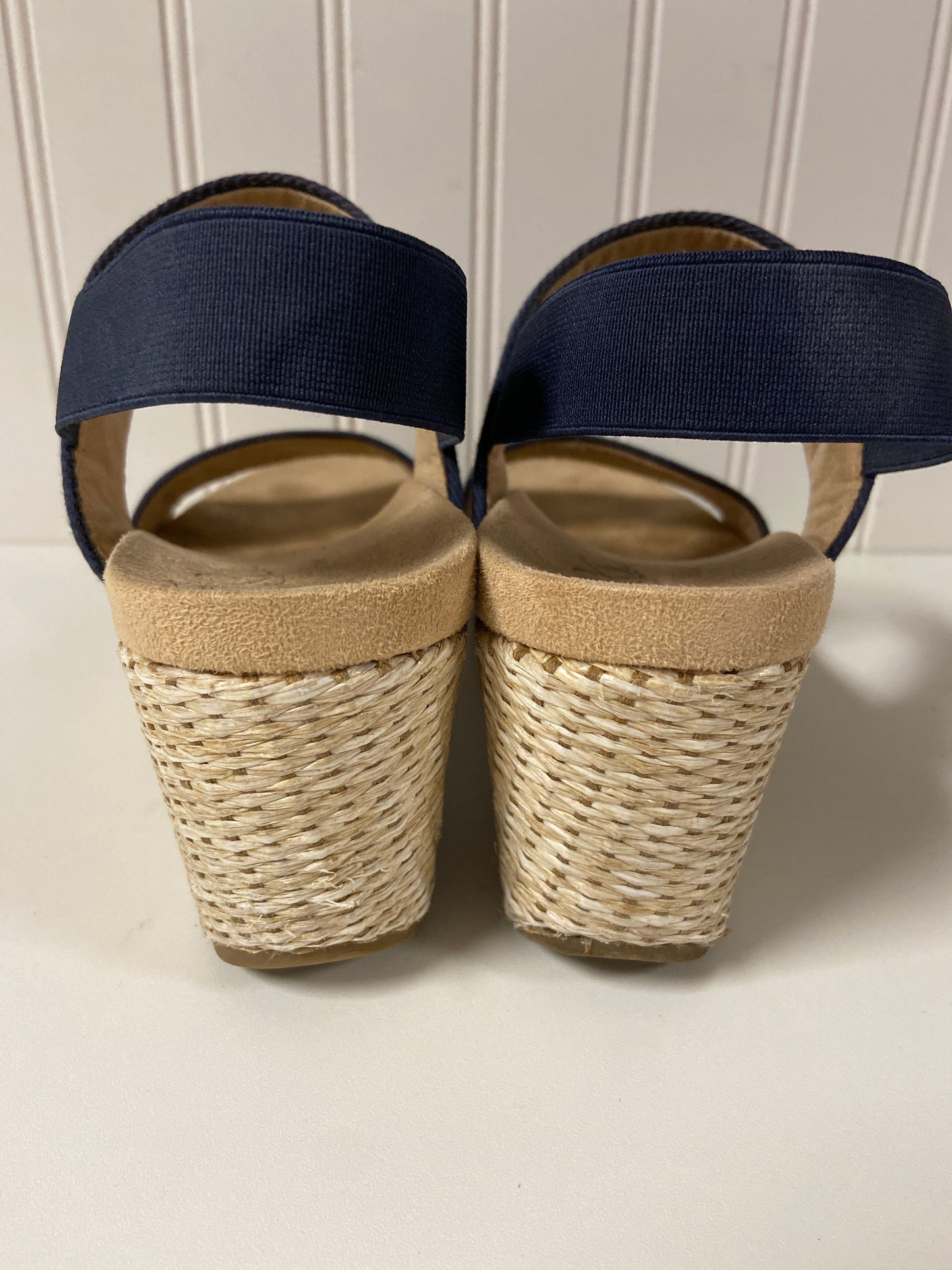 Sandals Heels Wedge By Life Stride In Navy, Size: 8.5