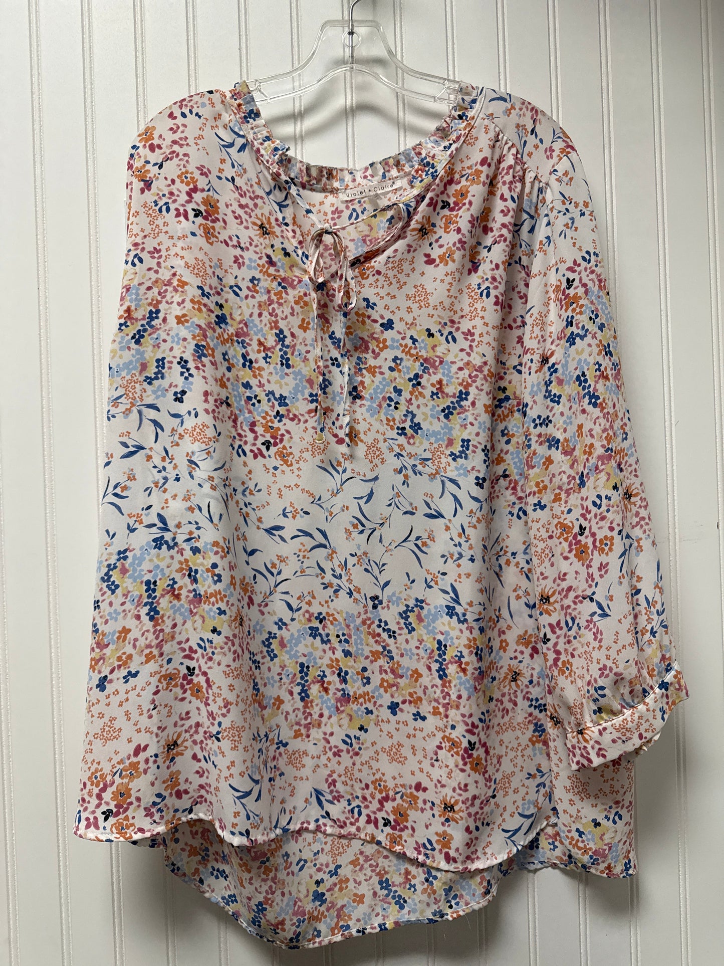 Top Long Sleeve Basic By Violet And Claire In Floral Print, Size: 2x