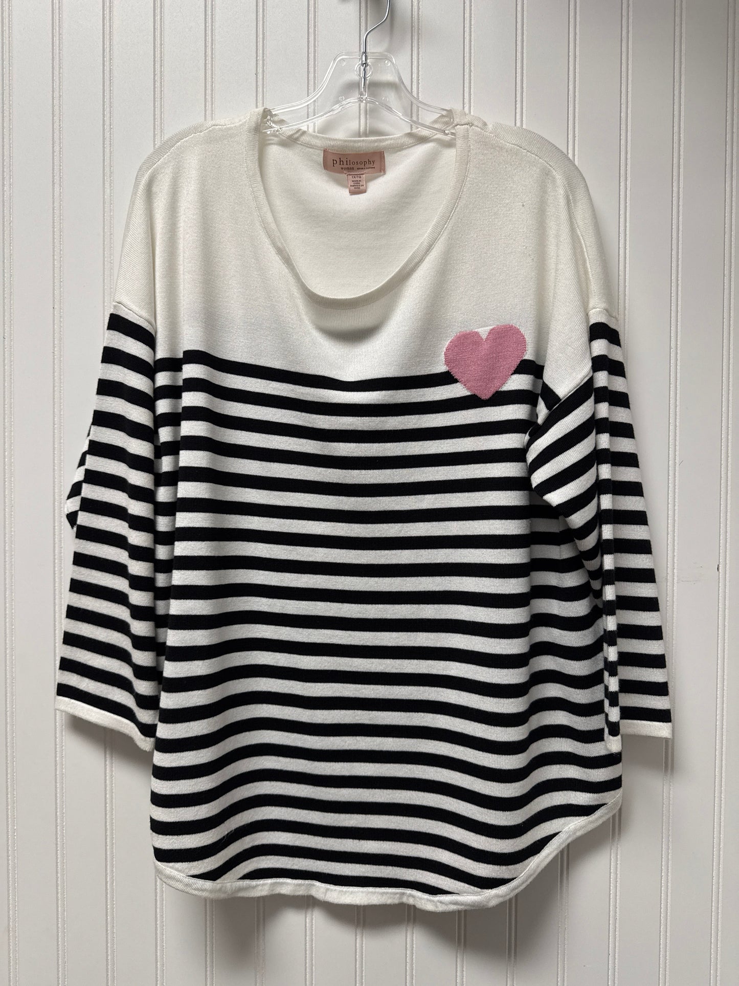 Sweater By Philosophy In Striped Pattern, Size: 1x