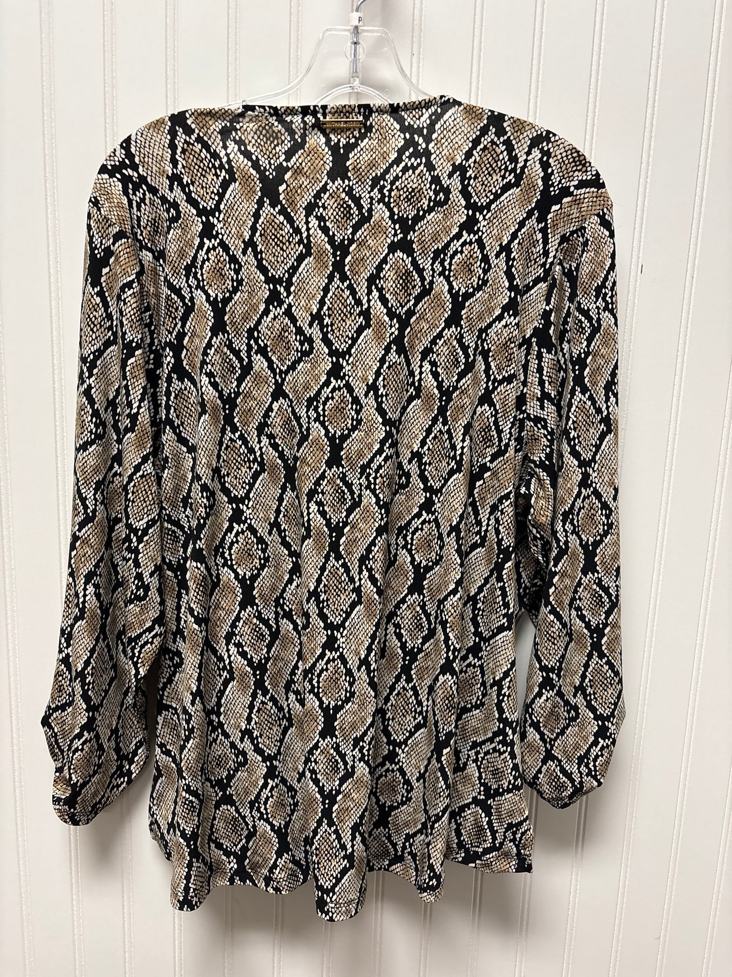 Top Long Sleeve By Michael By Michael Kors In Snakeskin Print, Size: 1x