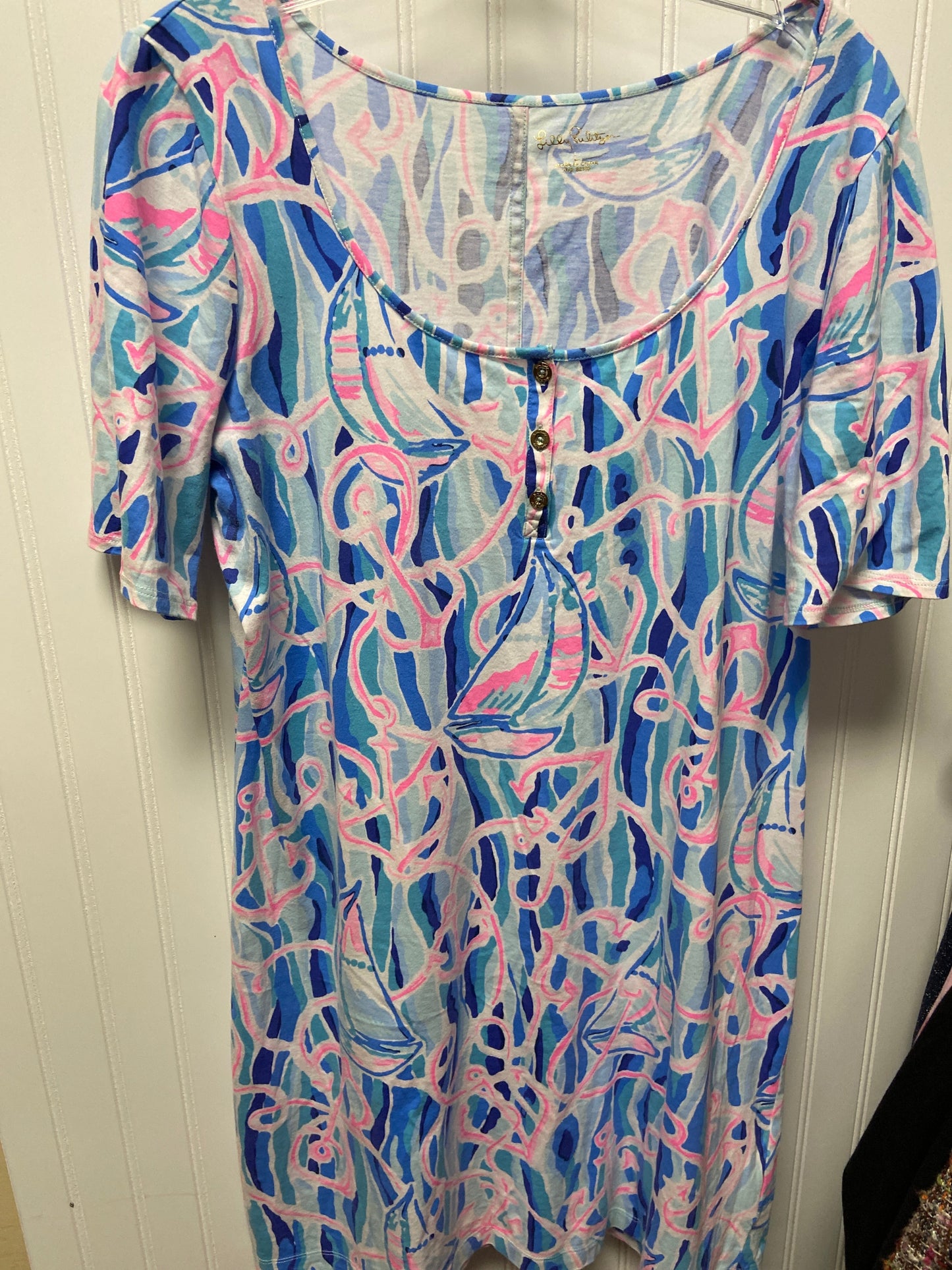 Dress Designer By Lilly Pulitzer In Blue & Pink, Size: L