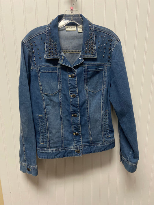 Jacket Denim By Chicos In Blue Denim, Size: Xl