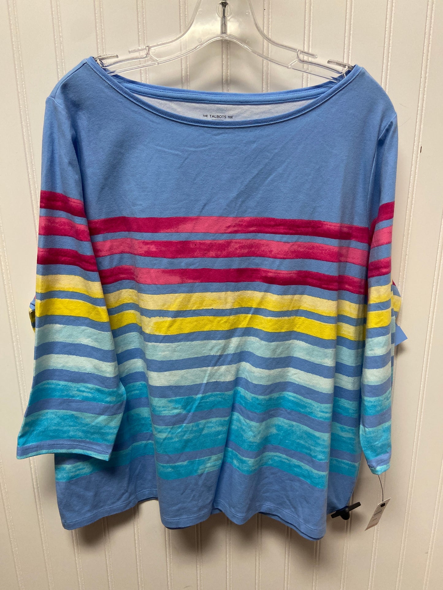 Top Long Sleeve Basic By Talbots In Blue & Pink, Size: 2x