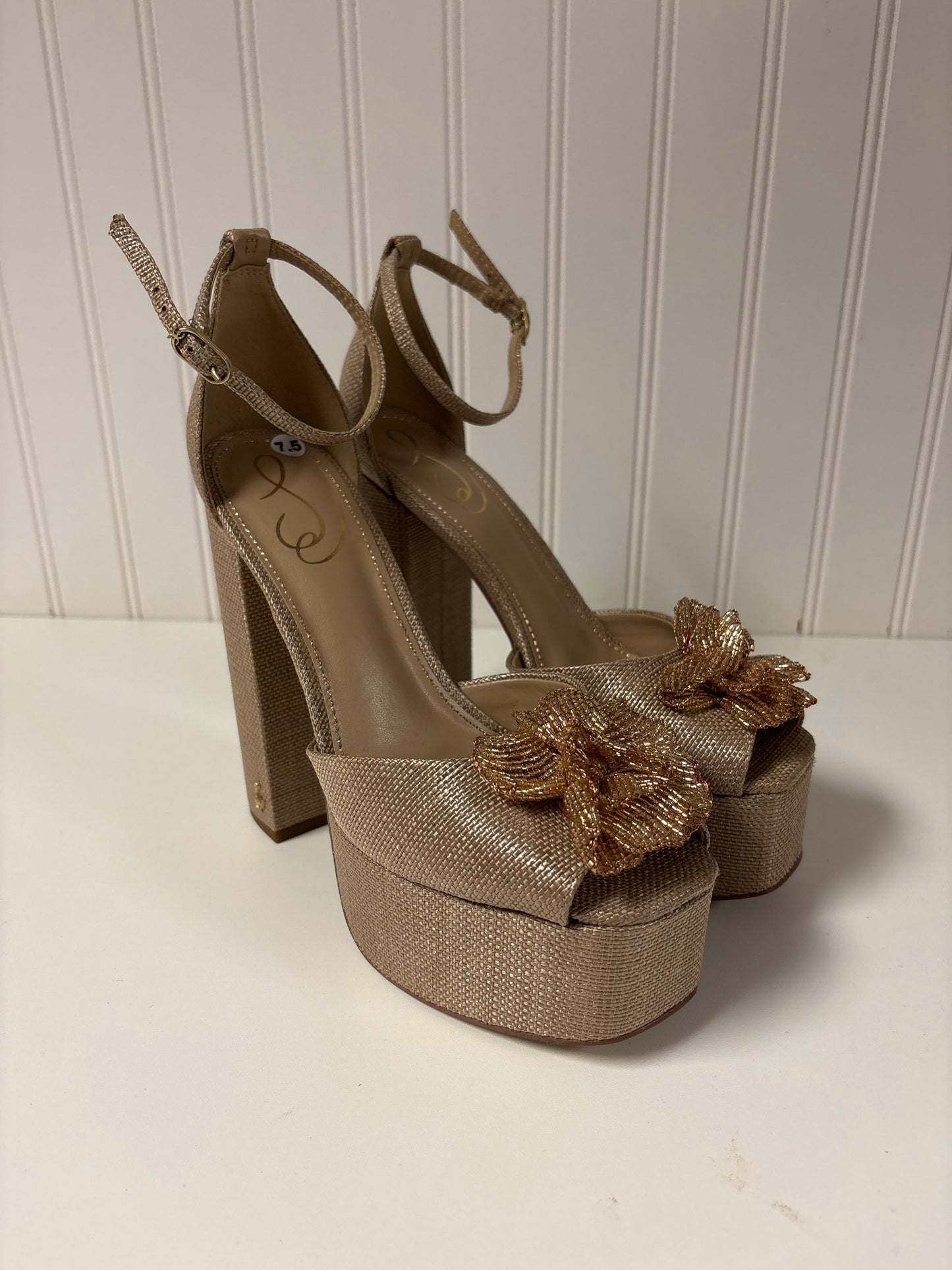 Sandals Heels Platform By Sam Edelman In Gold, Size: 7.5