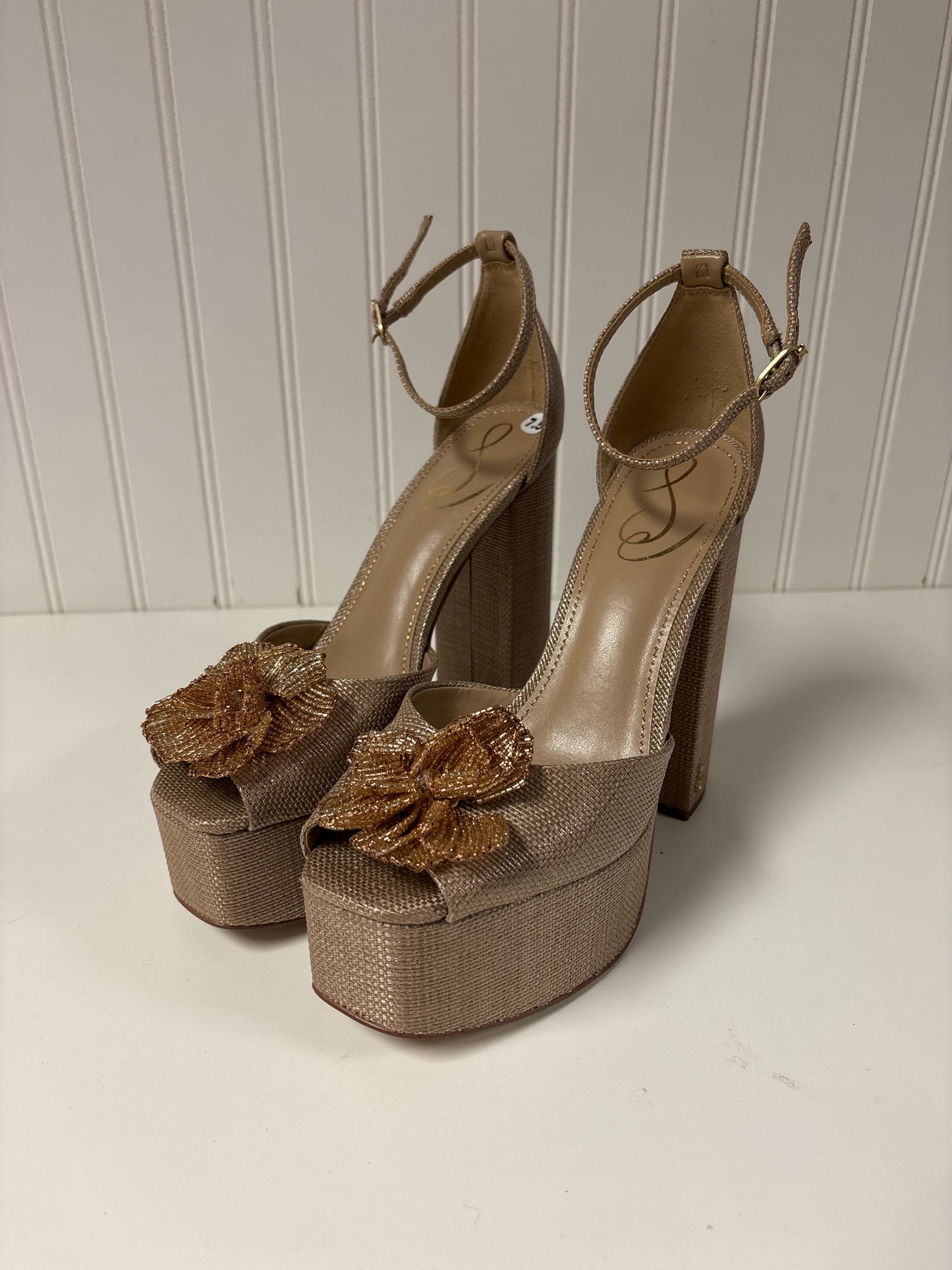 Sandals Heels Platform By Sam Edelman In Gold, Size: 7.5