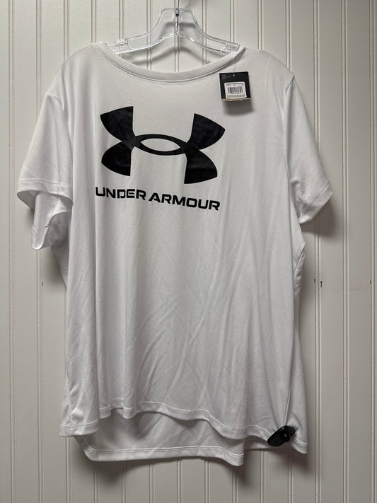 Athletic Top Short Sleeve By Under Armour In White, Size: 1x