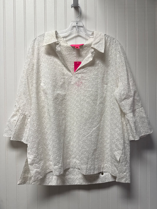 Top Long Sleeve Designer By Lilly Pulitzer In White, Size: Xl