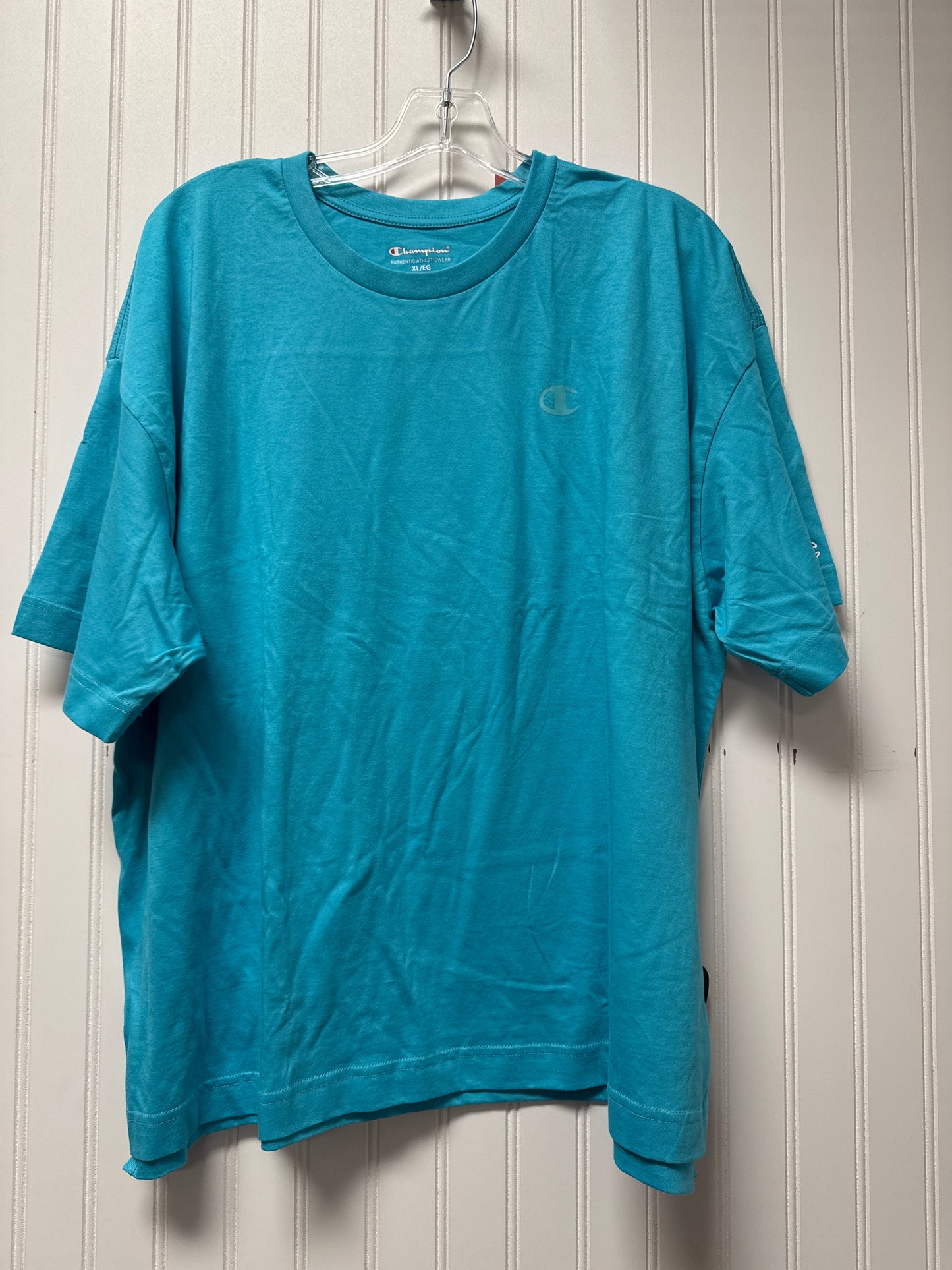 Athletic Top Short Sleeve By Champion In Blue, Size: Xl