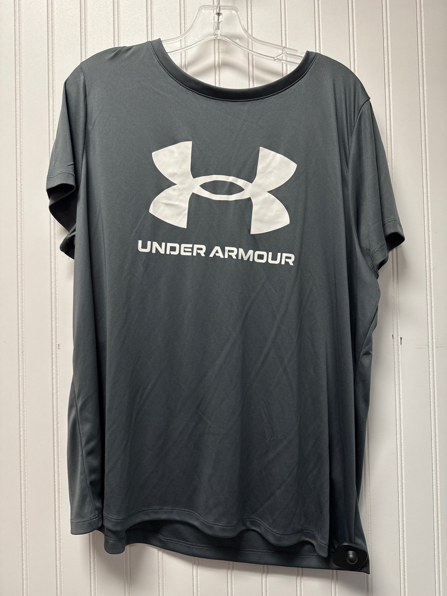 Athletic Top Short Sleeve By Under Armour In Grey, Size: 1x