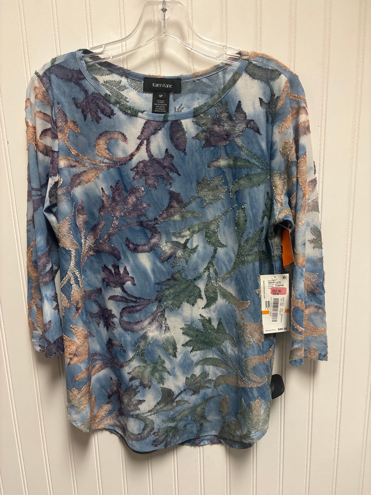 Top Long Sleeve By Karen Kane In Blue, Size: Sp