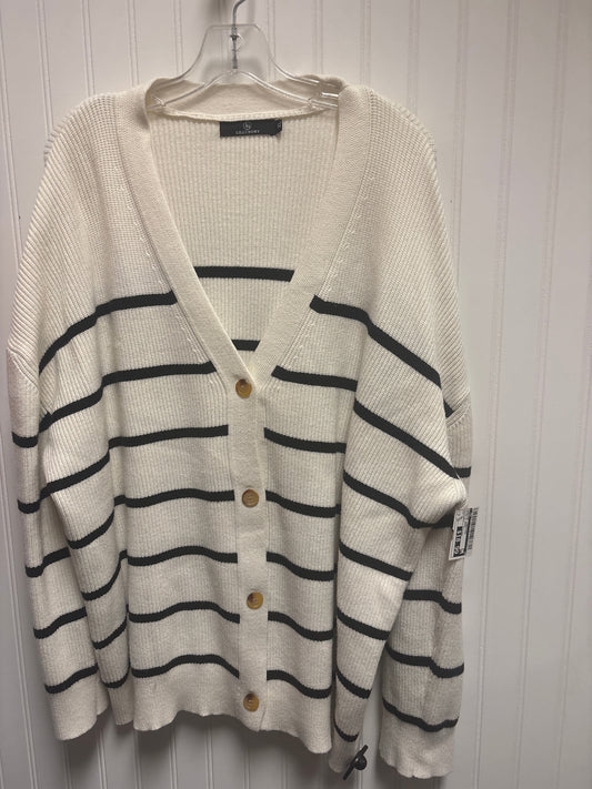 Sweater Cardigan By Cmb In Black & Cream, Size: Xl