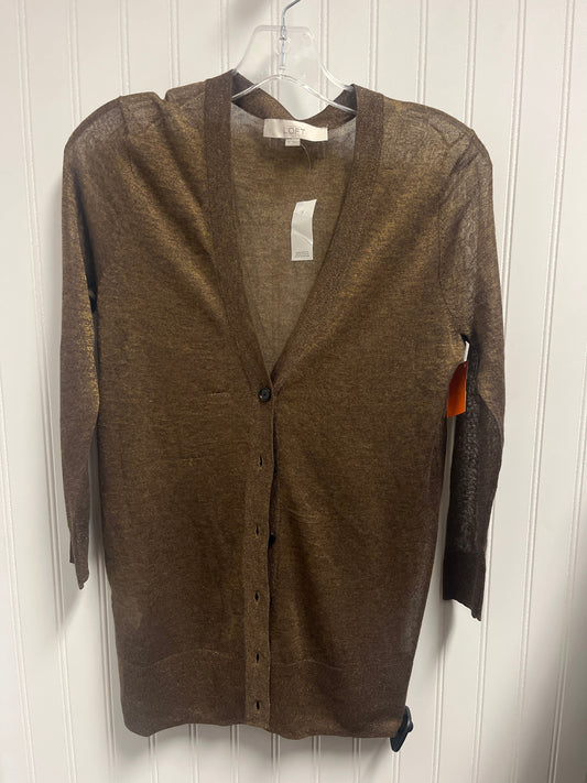 Sweater Cardigan By Loft In Bronze, Size: Xs