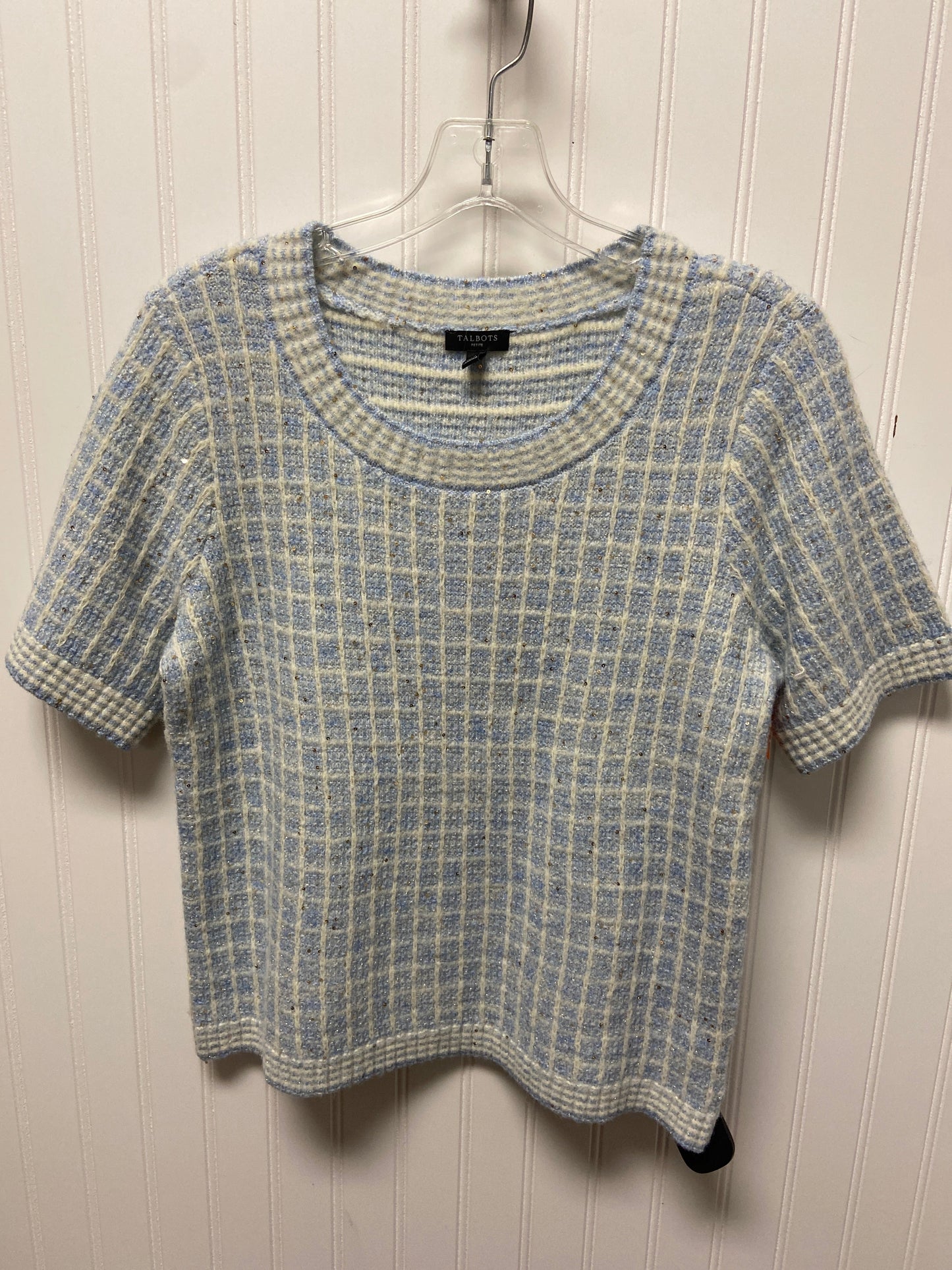 Sweater Short Sleeve By Talbots In Blue & White, Size: Mp