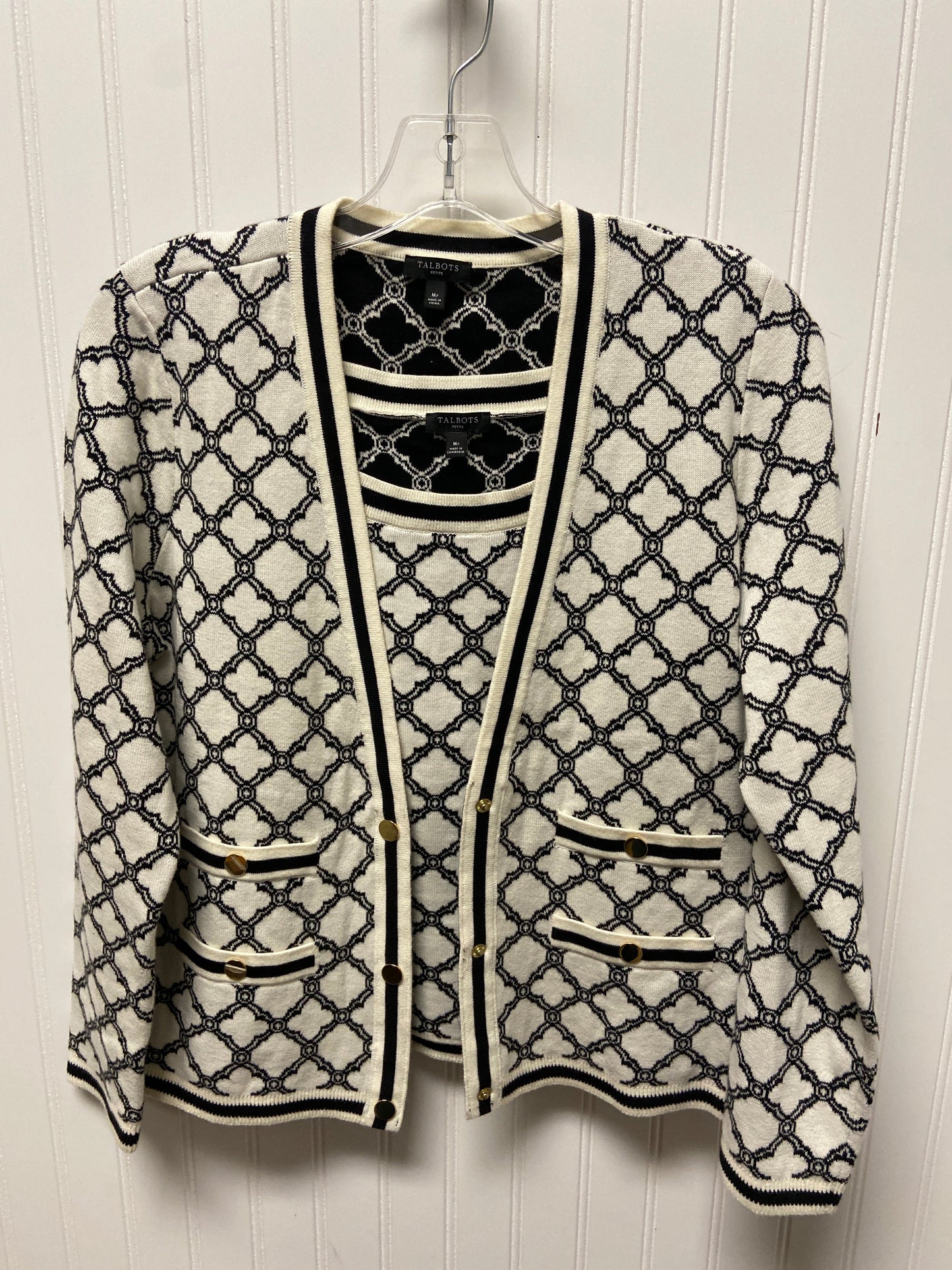 Sweater 2pc By Talbots In Black & Cream, Size: Mp