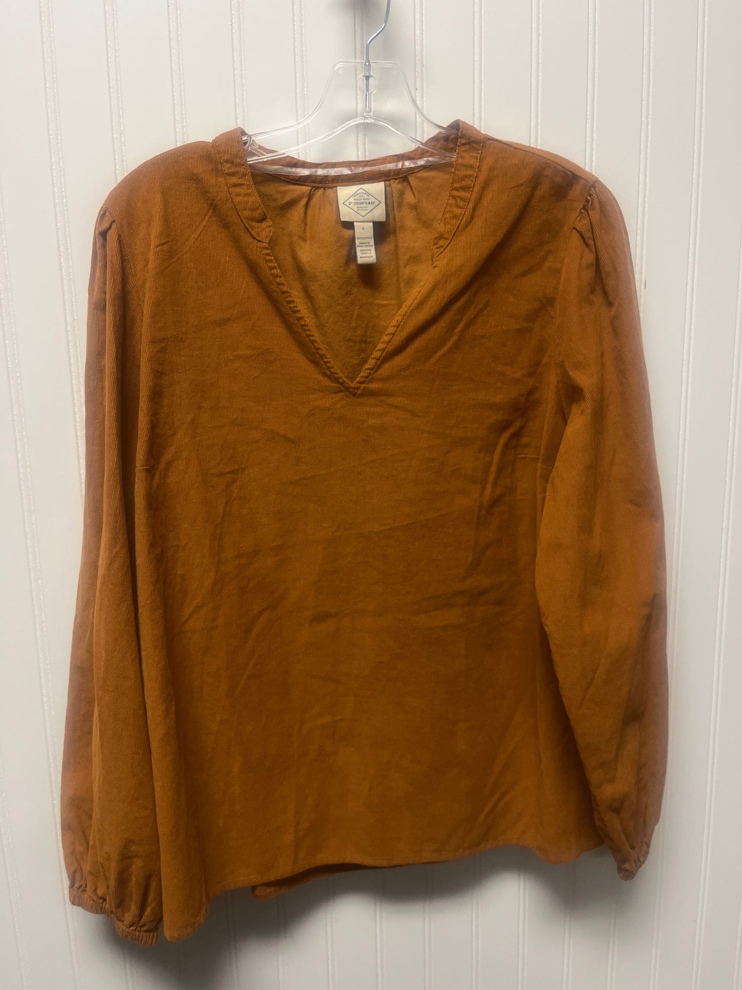 Top Long Sleeve By St Johns Bay In Brown, Size: L